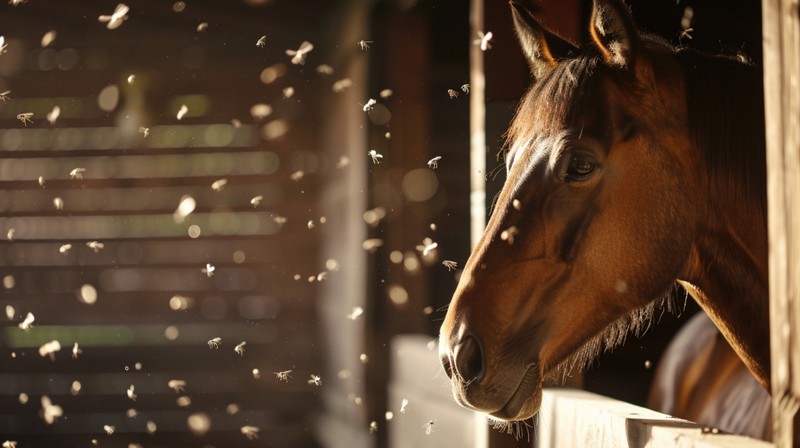 paard met vliegen