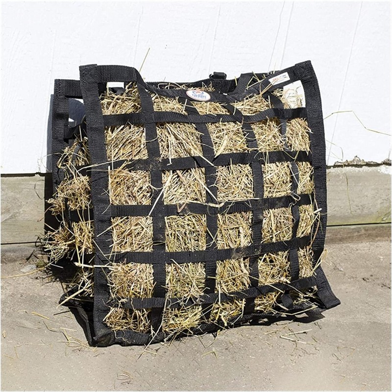 slowfeeder voor paarden hay bag